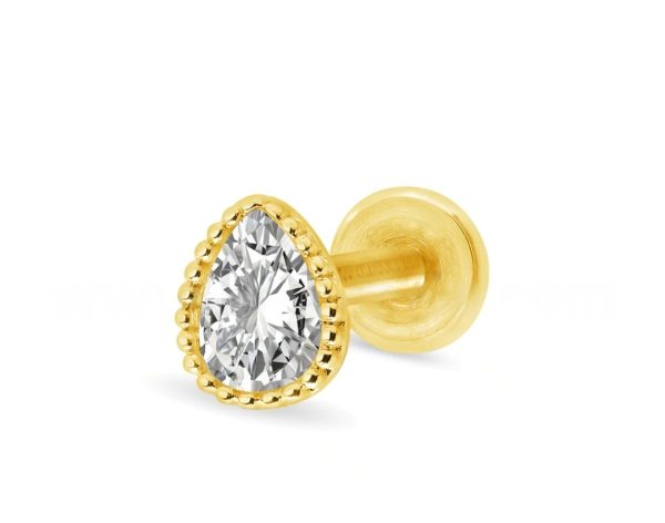 Orvosi acél labret piercing könnycseppel - Image 2